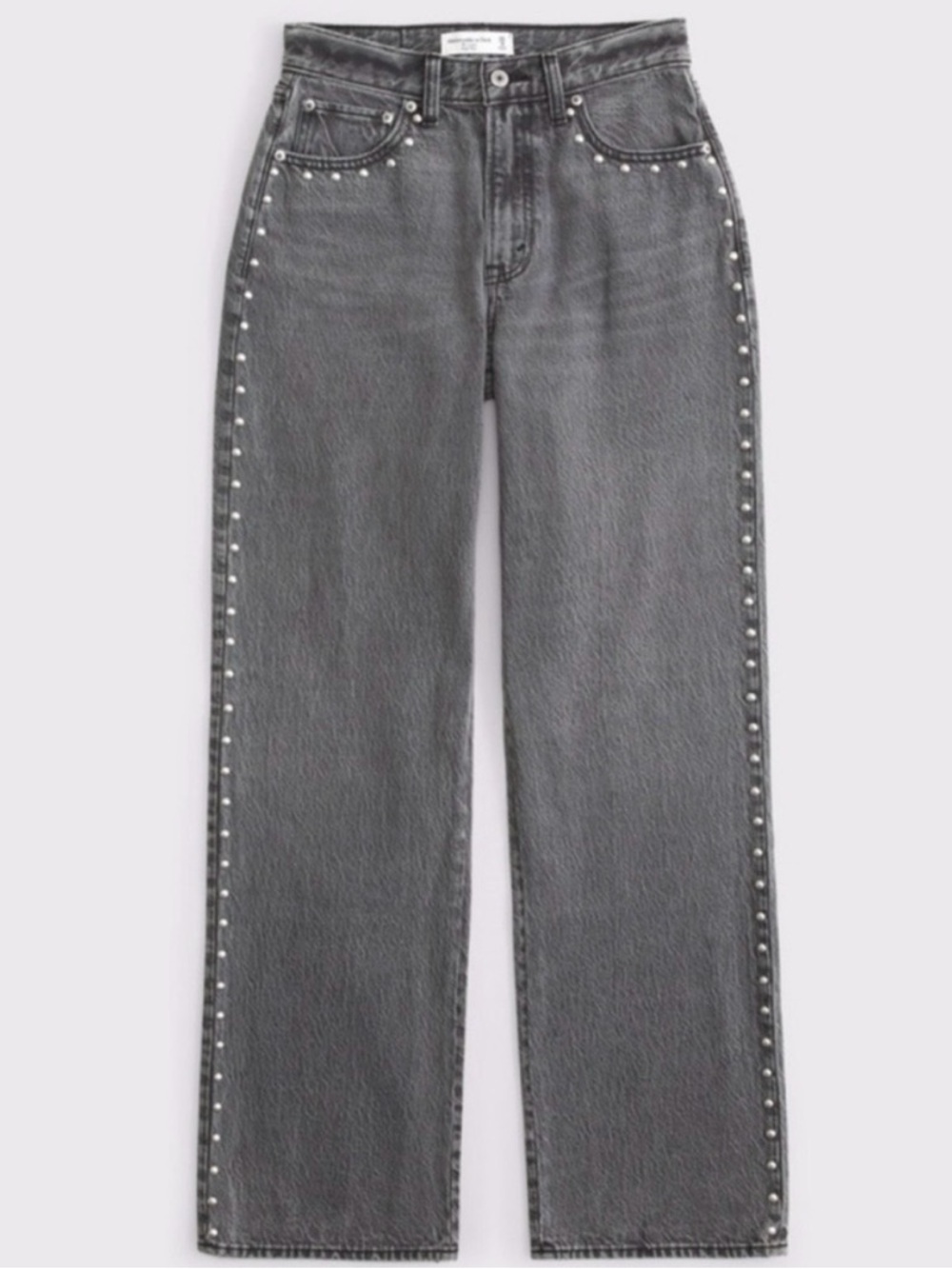 Abercrombie & Fitch Gray Wide-Leg Jeans with Stud Trim 29 LONG